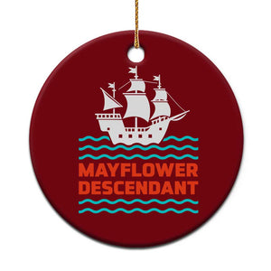 Mayflower Descendant History Ceramic Ornament 1620 Pilgrim Ship Heritage Pride Graphic