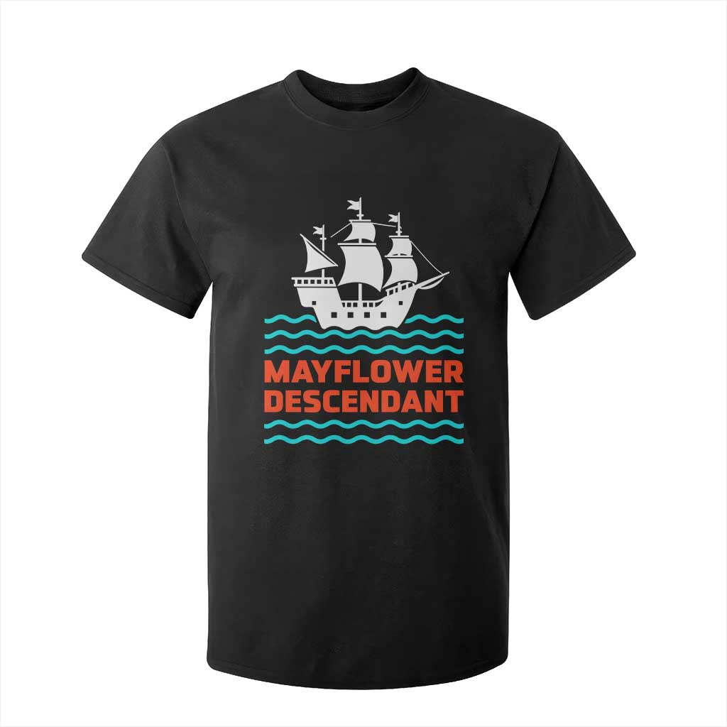 Mayflower Descendant History T Shirt For Kid 1620 Pilgrim Ship Heritage Pride Graphic