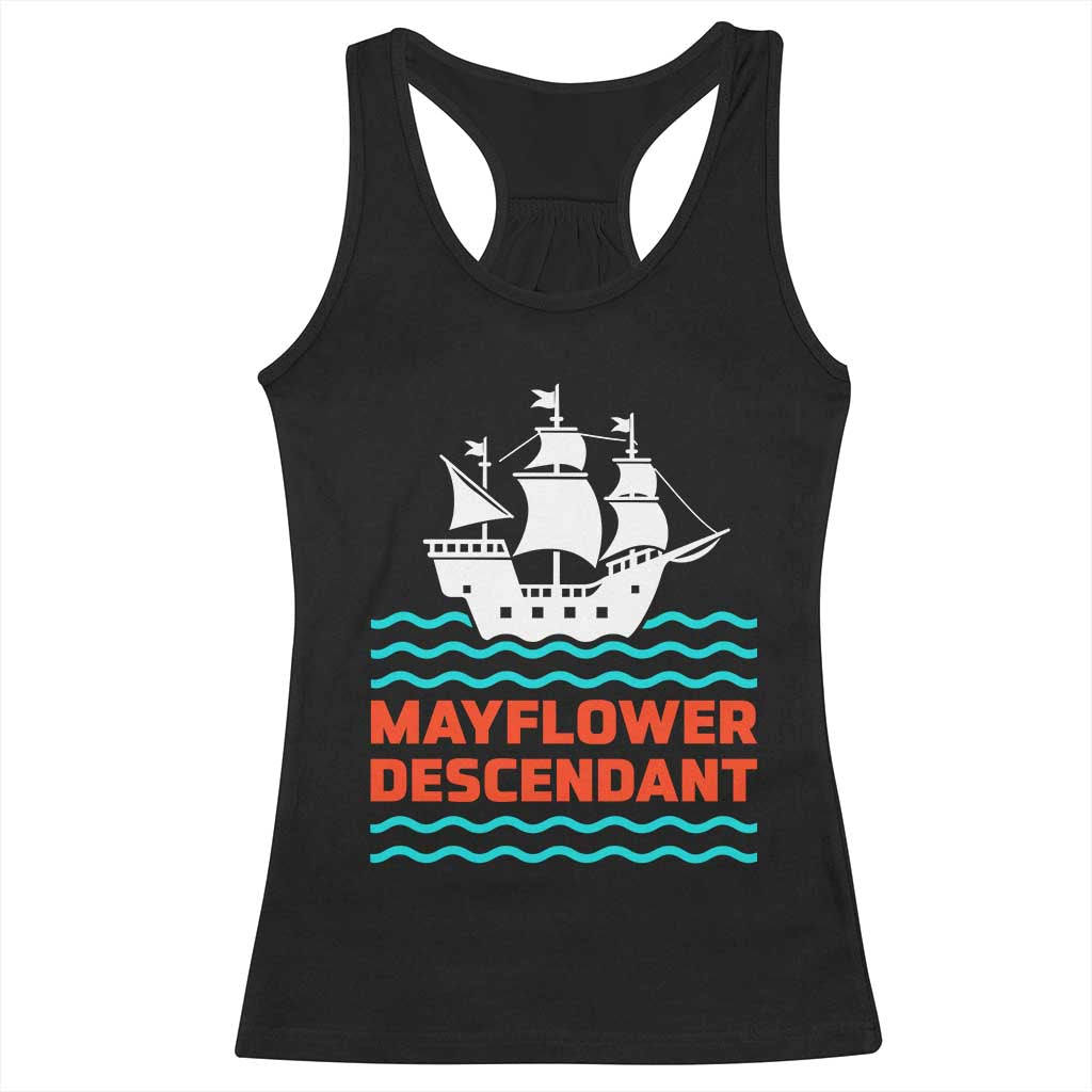 Mayflower Descendant History Racerback Tank Top 1620 Pilgrim Ship Heritage Pride Graphic