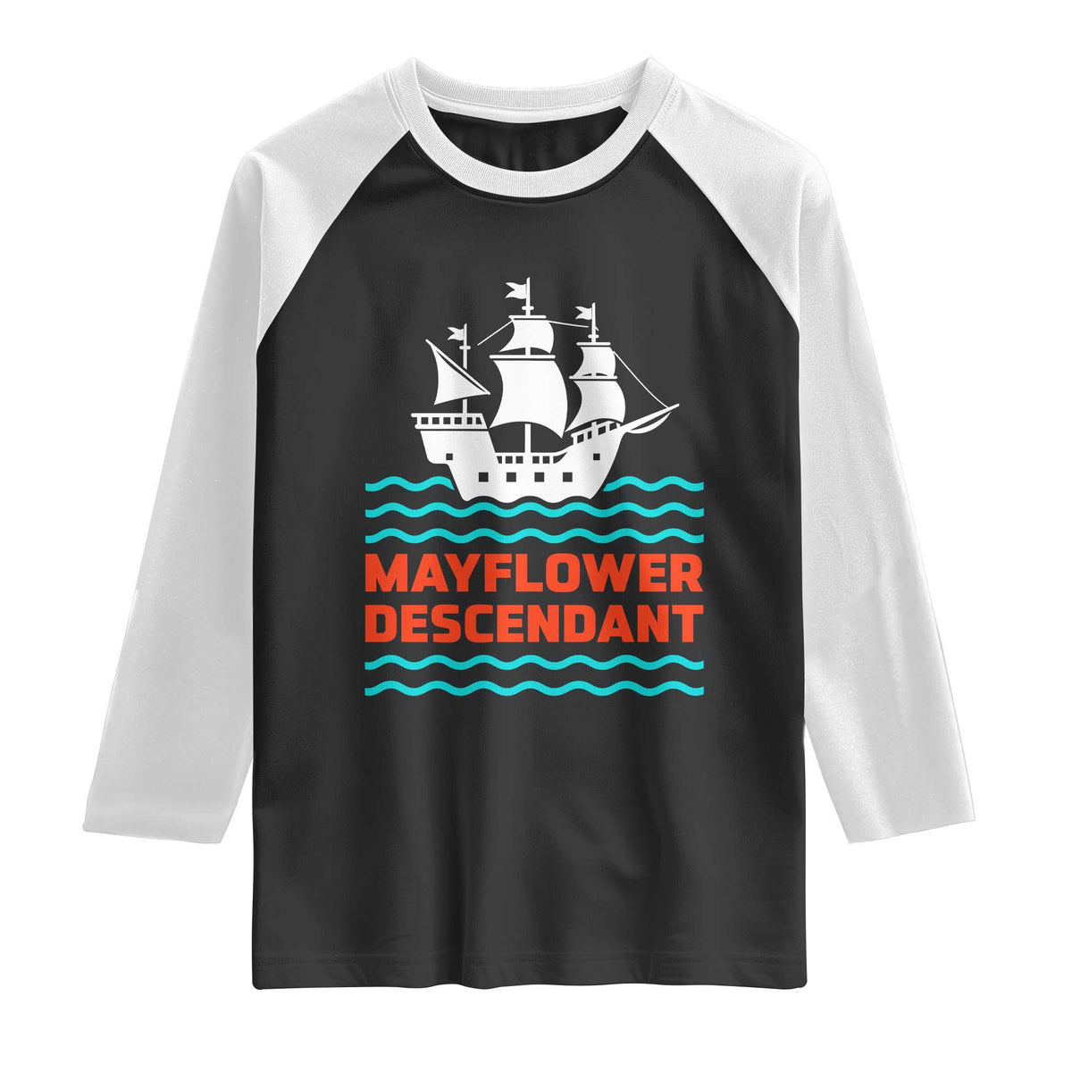 Mayflower Descendant History Raglan Shirt 1620 Pilgrim Ship Heritage Pride Graphic