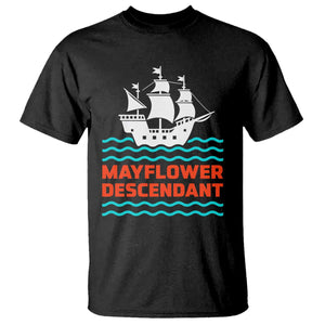 Mayflower Descendant History T Shirt 1620 Pilgrim Ship Heritage Pride Graphic