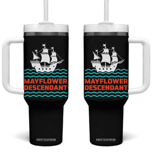 Mayflower Descendant History Tumbler With Handle 1620 Pilgrim Ship Heritage Pride Graphic