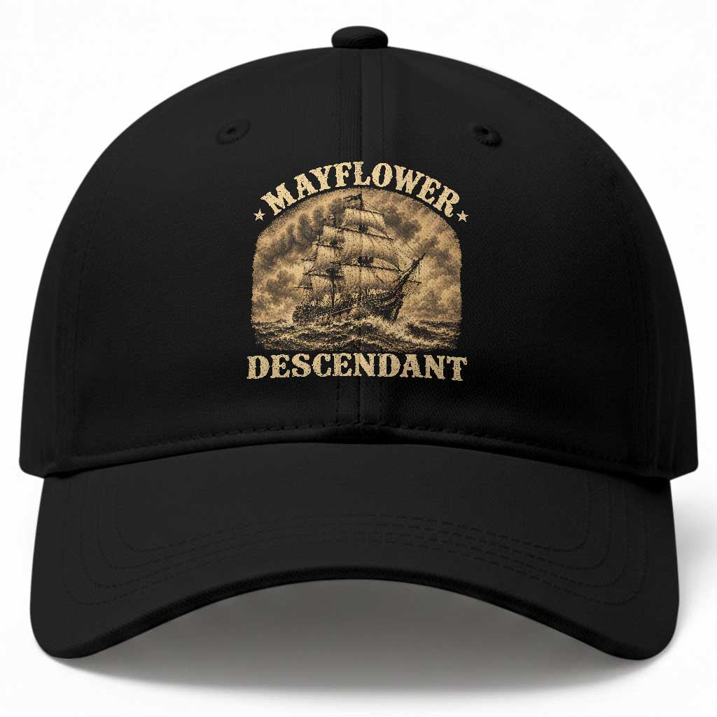 Vintage Mayflower Pilgrim Descendant Baseball Cap 1620 Thanksgiving History Heritage