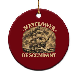 Vintage Mayflower Pilgrim Descendant Ceramic Ornament 1620 Thanksgiving History Heritage
