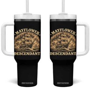Vintage Mayflower Pilgrim Descendant Tumbler With Handle 1620 Thanksgiving History Heritage