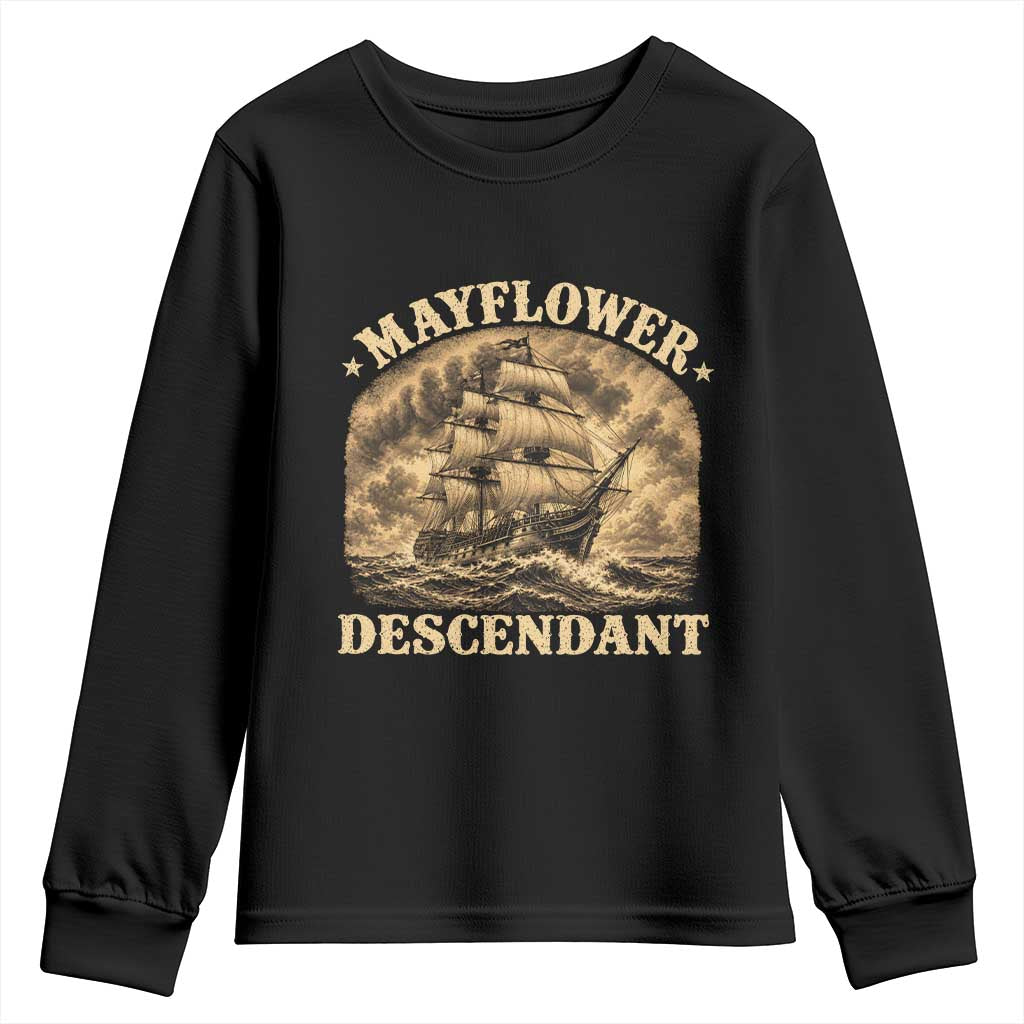 Vintage Mayflower Pilgrim Descendant Youth Sweatshirt 1620 Thanksgiving History Heritage