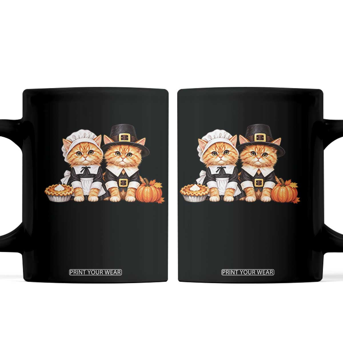 Cute Pilgrim Cats Thanksgiving Coffee Mug Gift For Cat Lover