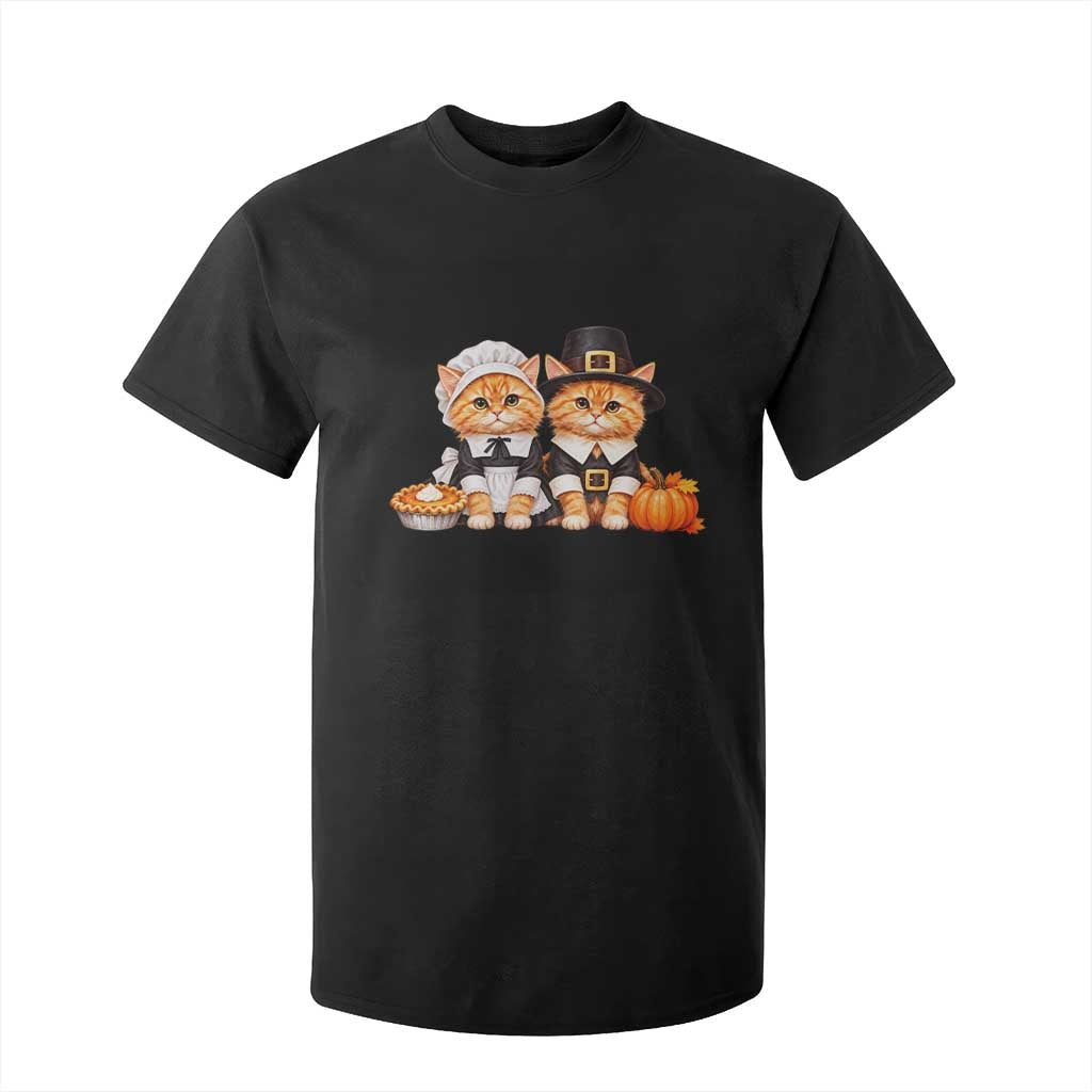 Cute Pilgrim Cats Thanksgiving T Shirt For Kid Gift For Cat Lover