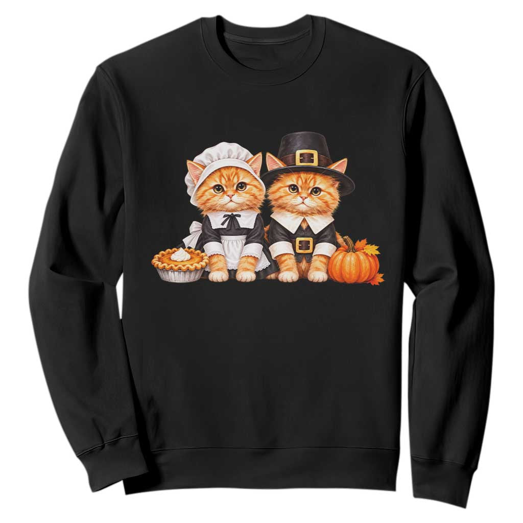 Cute Pilgrim Cats Thanksgiving Sweatshirt Gift For Cat Lover