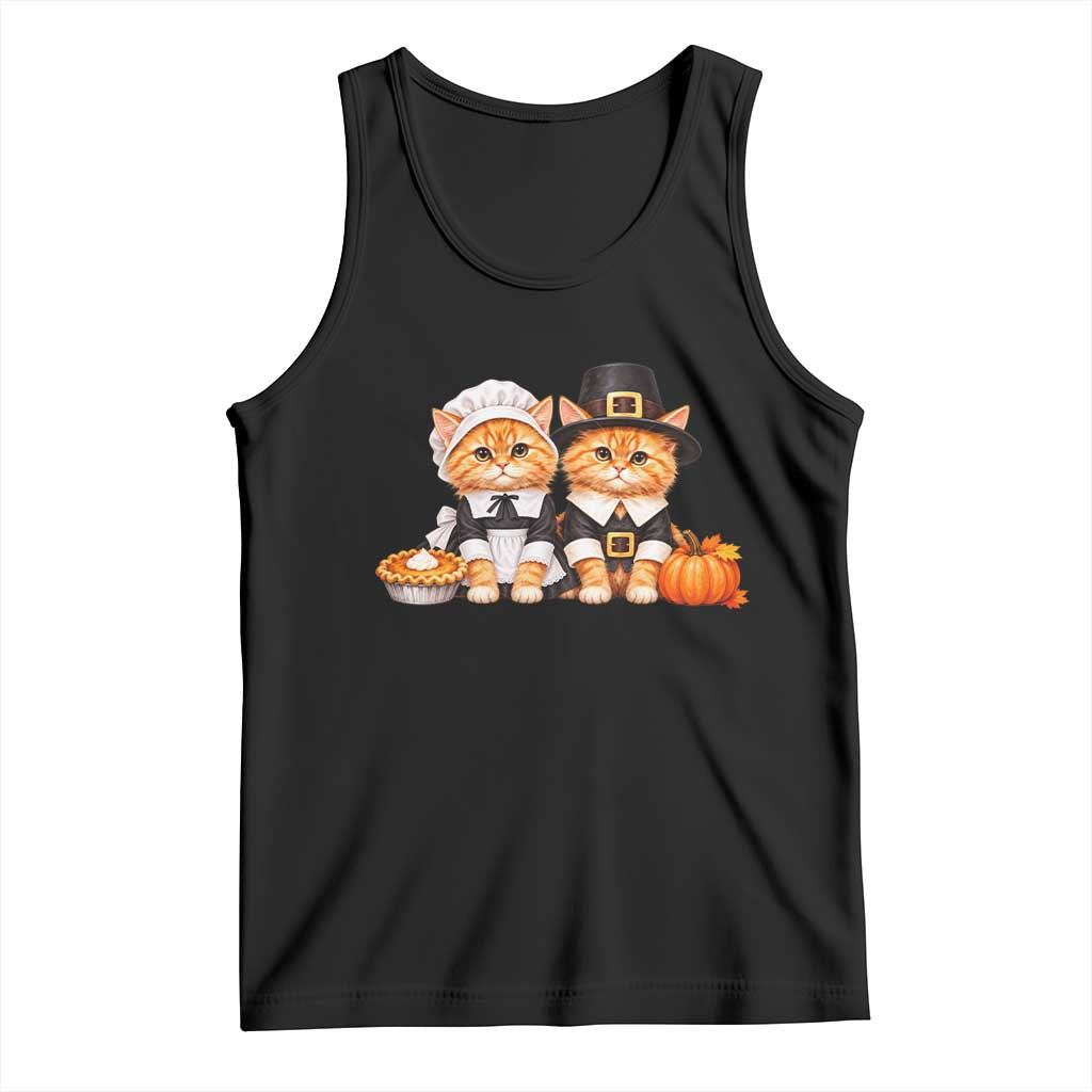 Cute Pilgrim Cats Thanksgiving Tank Top Gift For Cat Lover