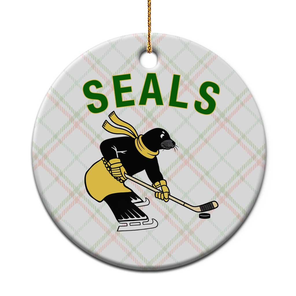 Funny Seal Ice Hockey Player Ceramic Ornament Winter Sports Gift TS12 1pc Christmas Plaid Print Your Wear