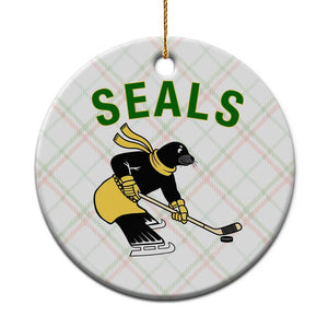 Funny Seal Ice Hockey Player Ceramic Ornament Winter Sports Gift TS12 1pc Christmas Plaid Print Your Wear