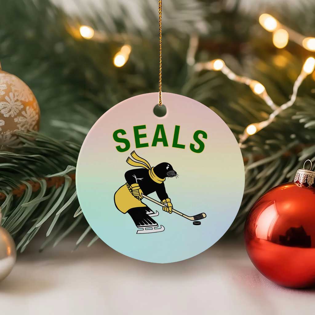 Funny Seal Ice Hockey Player Ceramic Ornament Winter Sports Gift TS12 1pc Pastel Print Your Wear