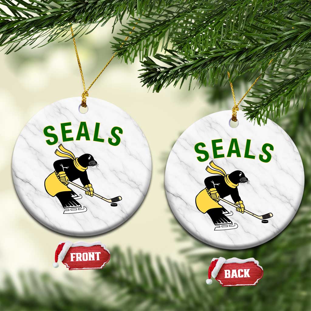 Funny Seal Ice Hockey Player Ceramic Ornament Winter Sports Gift TS12 1pc White Marble Print Your Wear