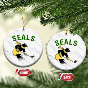 Funny Seal Ice Hockey Player Ceramic Ornament Winter Sports Gift TS12 1pc White Marble Print Your Wear