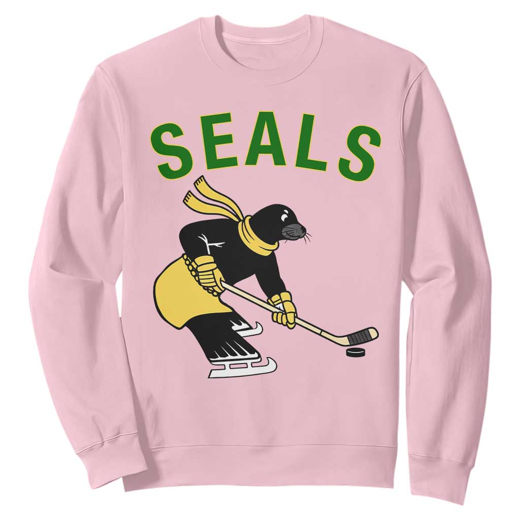 Funny Seal Ice Hockey Player Sweatshirt Winter Sports Gift TS12 Light Pink Print Your Wear