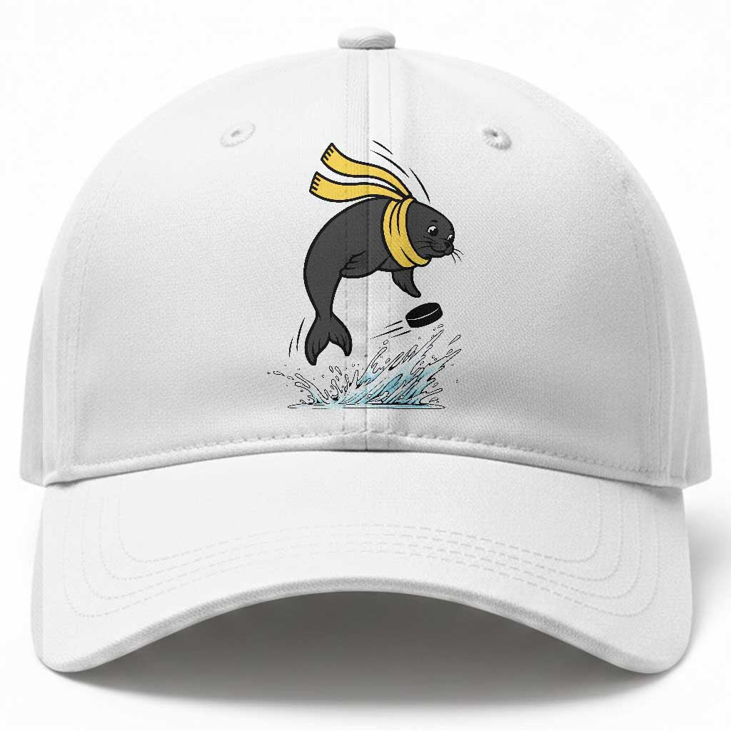 Funny Seal Playing Ice Hockey Baseball Cap Winter Sports Gift TS12 Print Your Wear
