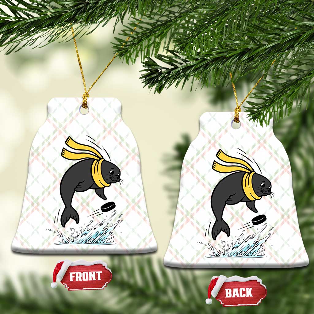 Funny Seal Playing Ice Hockey Ceramic Ornament Winter Sports Gift TS12 Print Your Wear