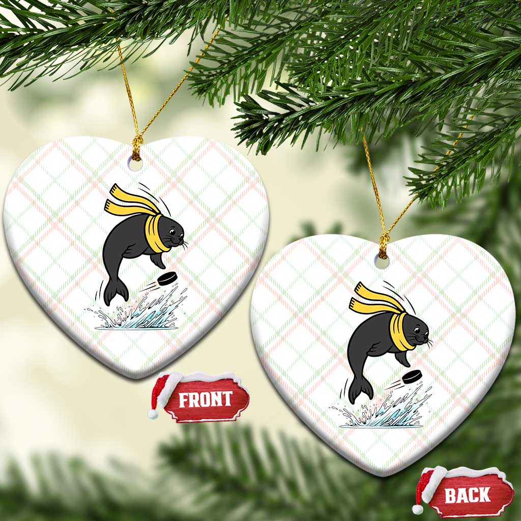 Funny Seal Playing Ice Hockey Ceramic Ornament Winter Sports Gift TS12 Print Your Wear