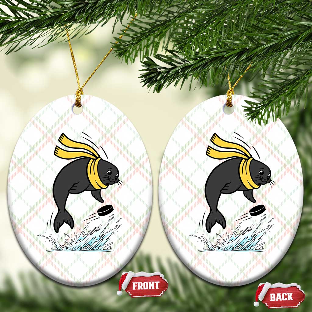 Funny Seal Playing Ice Hockey Ceramic Ornament Winter Sports Gift TS12 Print Your Wear