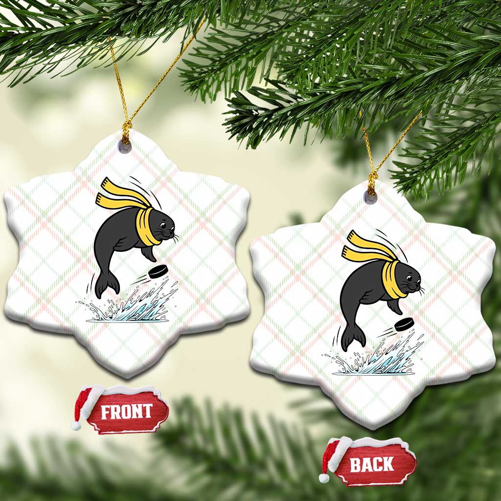 Funny Seal Playing Ice Hockey Ceramic Ornament Winter Sports Gift TS12 Print Your Wear