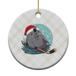 Snowy Seal Ice Hockey Lover Ceramic Ornament Funny Christmas Gift TS12 1pc Christmas Plaid Print Your Wear