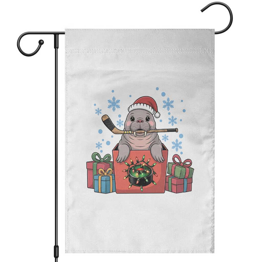 Santa Seal Playing Ice Hockey Garden Flag Funny Christmas Gift TS12 White Print Your Wear