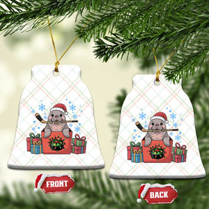 Santa Seal Playing Ice Hockey Ceramic Ornament Funny Christmas Gift TS12 Print Your Wear