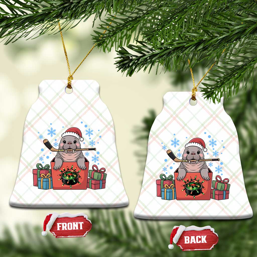 Santa Seal Playing Ice Hockey Ceramic Ornament Funny Christmas Gift TS12 Print Your Wear