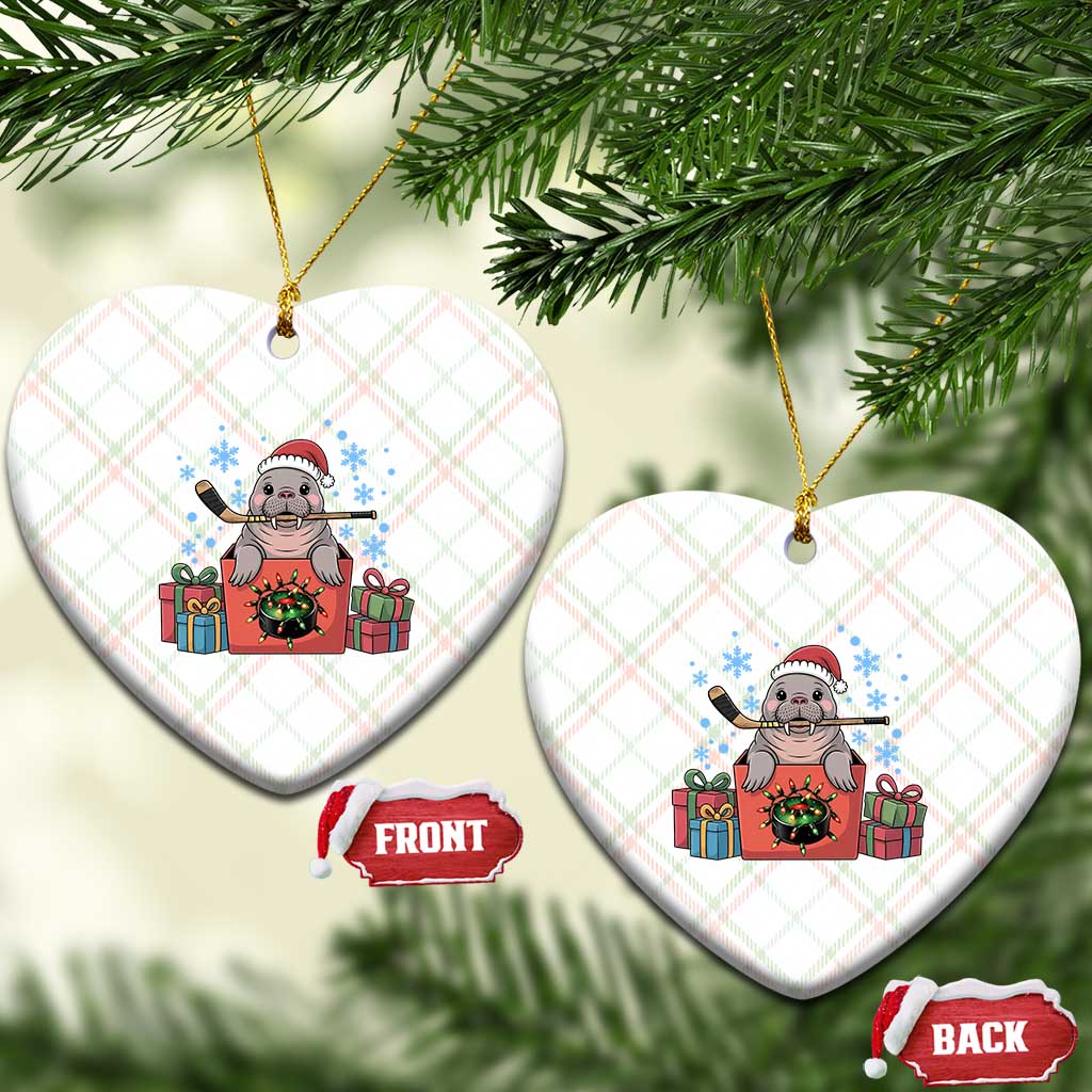 Santa Seal Playing Ice Hockey Ceramic Ornament Funny Christmas Gift TS12 Print Your Wear
