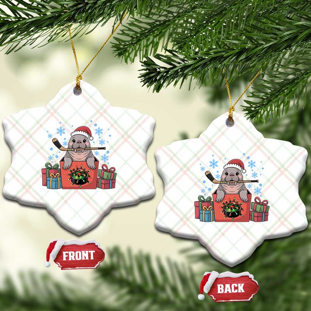 Santa Seal Playing Ice Hockey Ceramic Ornament Funny Christmas Gift TS12 Print Your Wear