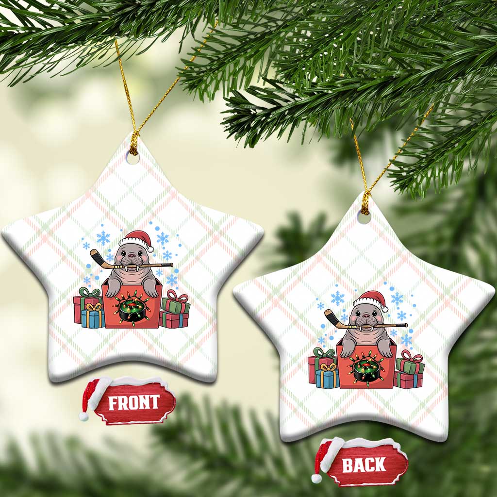 Santa Seal Playing Ice Hockey Ceramic Ornament Funny Christmas Gift TS12 Print Your Wear