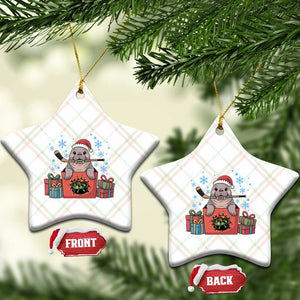 Santa Seal Playing Ice Hockey Ceramic Ornament Funny Christmas Gift TS12 Print Your Wear