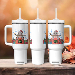 Santa Seal Playing Ice Hockey Tumbler With Handle Funny Christmas Gift TS12 Print Your Wear