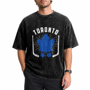 Toronto Ice Hockey Lover Washed Cotton T-Shirt Vintage Canada Gift