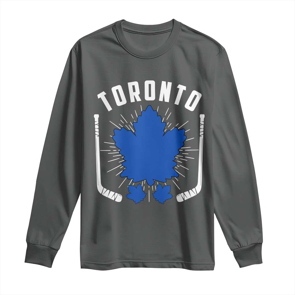 Toronto Ice Hockey Lover Long Sleeve Shirt Vintage Canada Gift TS12 Dark Heather Print Your Wear