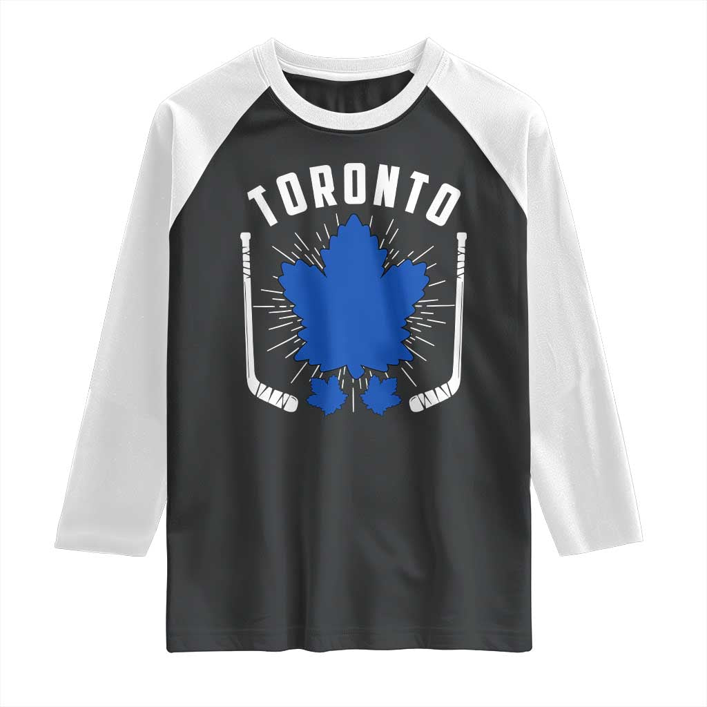 Toronto Ice Hockey Lover Raglan Shirt Vintage Canada Gift TS12 Black White Print Your Wear