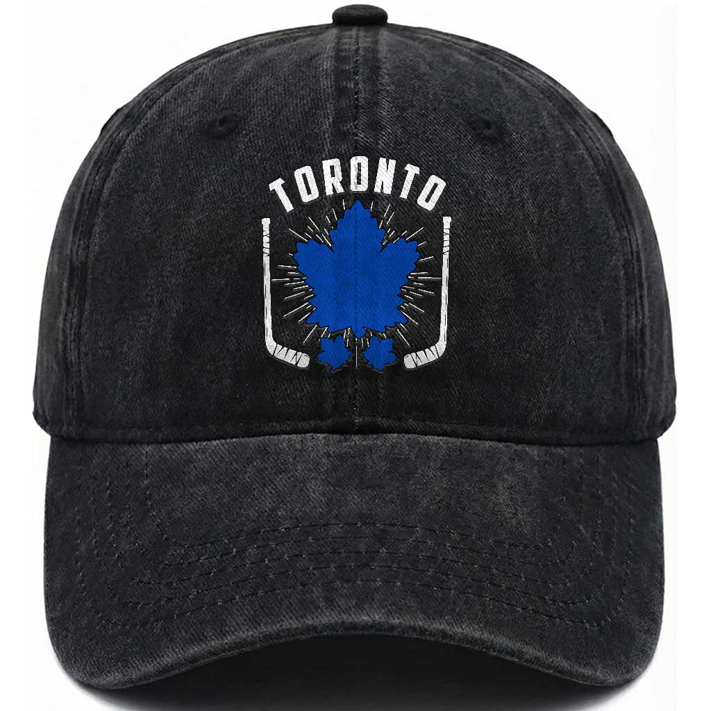 Toronto Ice Hockey Lover Washed Cotton Baseball Cap Vintage Canada Gift TS12 Print Your Wear