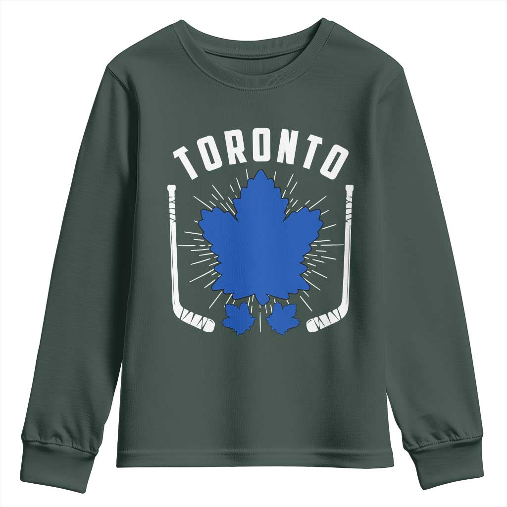 Toronto Ice Hockey Lover Youth Sweatshirt Vintage Canada Gift TS12 Dark Forest Green Print Your Wear
