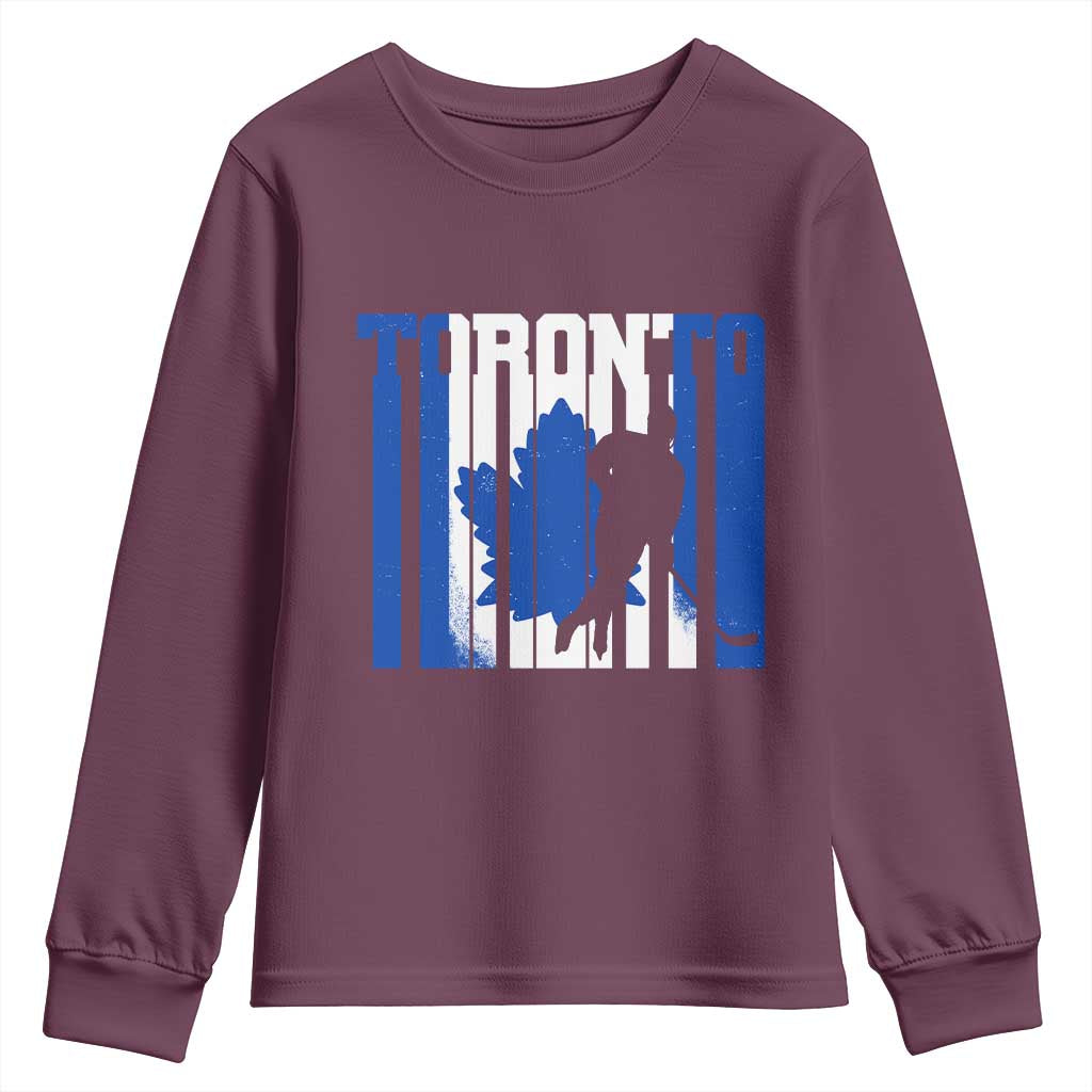 Ice Hockey Torontonian Player Youth Sweatshirt Toronto Flag Gift TS12 Maroon Print Your Wear