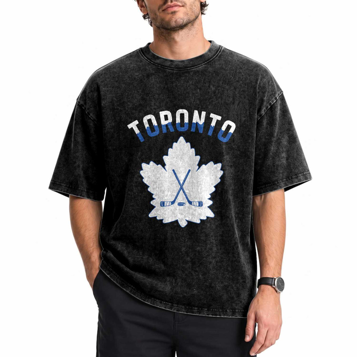 Toronto Ice Hockey Lover Washed Cotton T-Shirt Gift For Torontonian