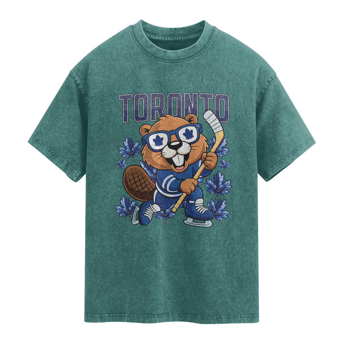 Toronto Ice Hockey Beaver Washed Cotton T-Shirt Canadian Pride Gift