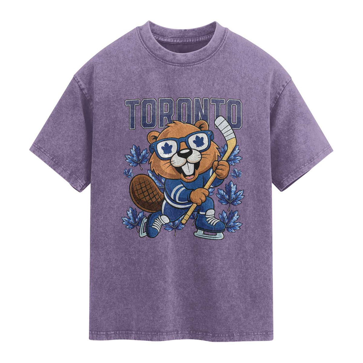 Toronto Ice Hockey Beaver Washed Cotton T-Shirt Canadian Pride Gift