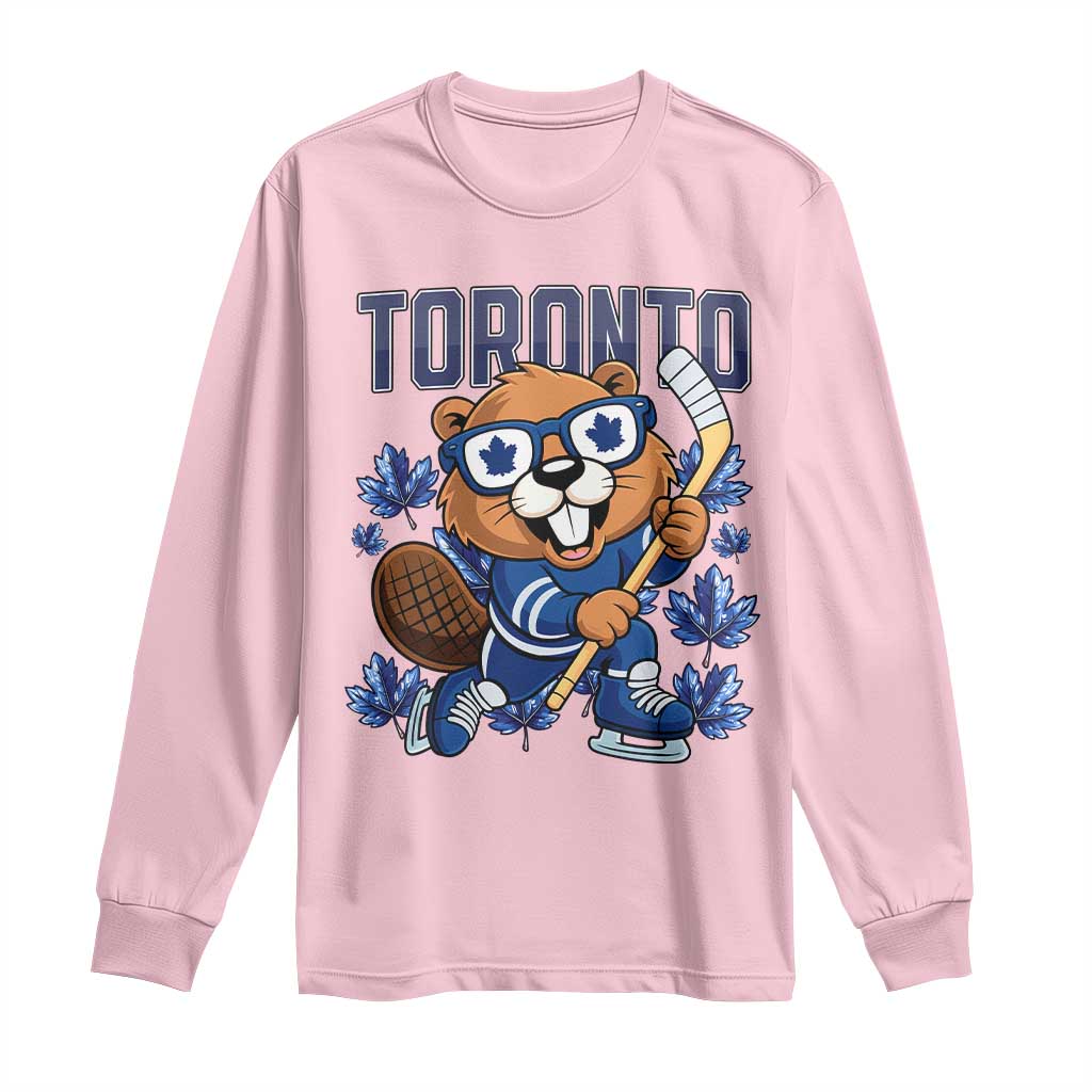 Toronto Ice Hockey Beaver Long Sleeve Shirt Canadian Pride Gift TS12 Light Pink Print Your Wear