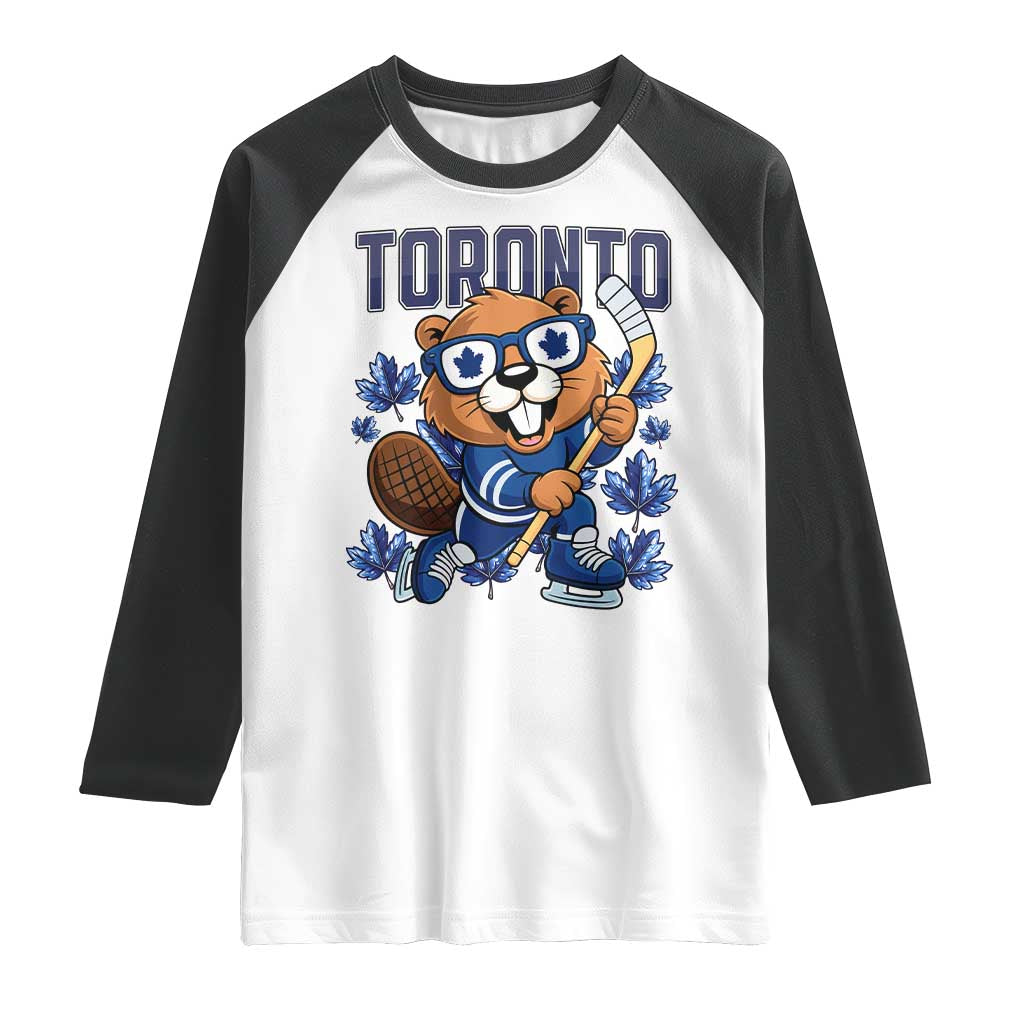 Toronto Ice Hockey Beaver Raglan Shirt Canadian Pride Gift TS12 White Black Print Your Wear