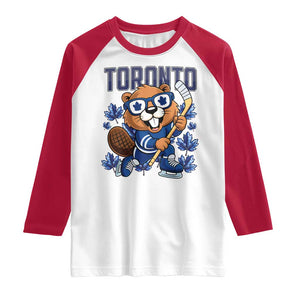 Toronto Ice Hockey Beaver Raglan Shirt Canadian Pride Gift TS12 White Red Print Your Wear