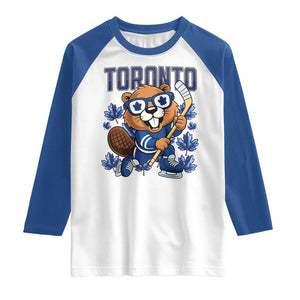 Toronto Ice Hockey Beaver Raglan Shirt Canadian Pride Gift TS12 White Royal Print Your Wear