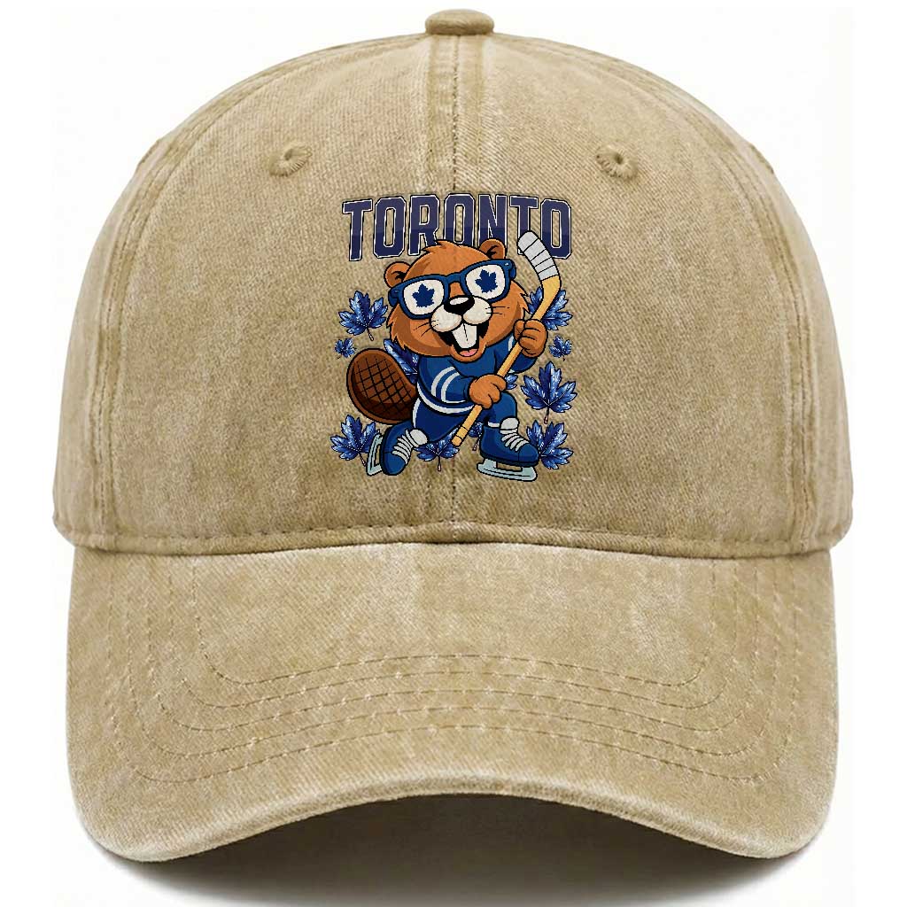 Toronto Ice Hockey Beaver Washed Cotton Baseball Cap Canadian Pride Gift TS12 Print Your Wear