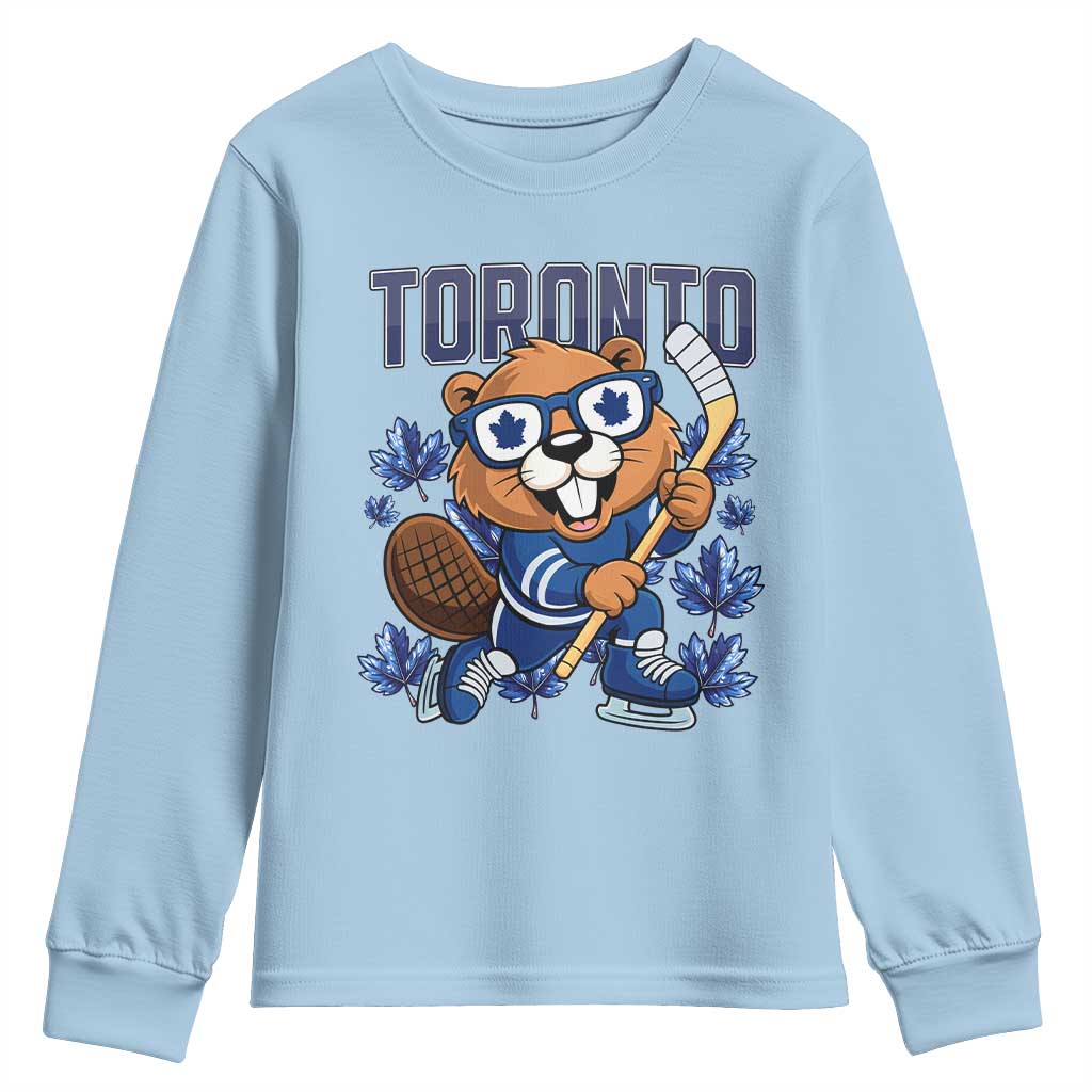 Toronto Ice Hockey Beaver Youth Sweatshirt Canadian Pride Gift TS12 Light Blue Print Your Wear