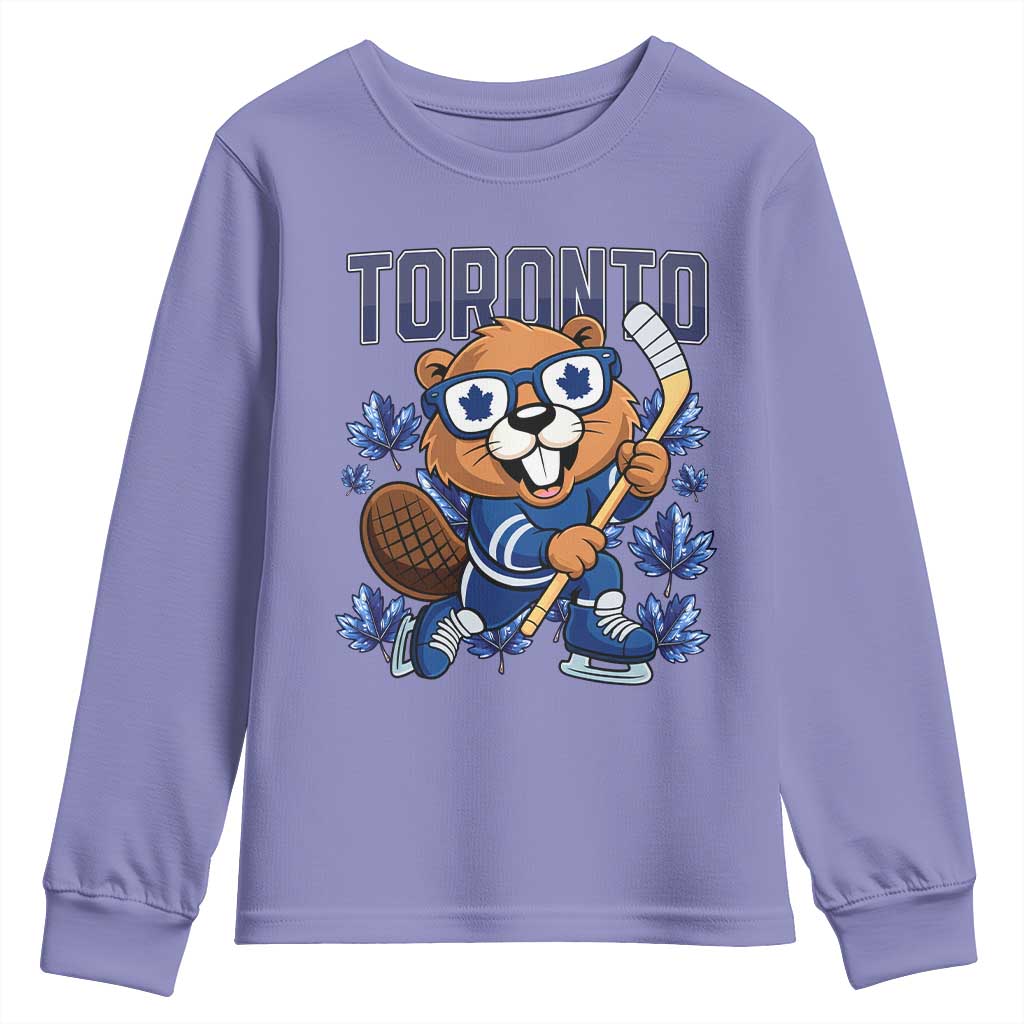 Toronto Ice Hockey Beaver Youth Sweatshirt Canadian Pride Gift TS12 Violet Print Your Wear